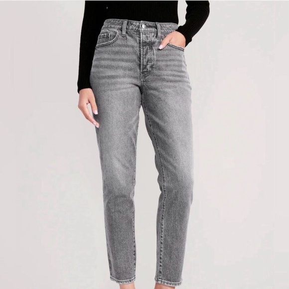 Old Navy Denim - Old Navy Gray OG Straight Leg High Rise Jeans NWT Size 12 Button Fly Y2K Grunge